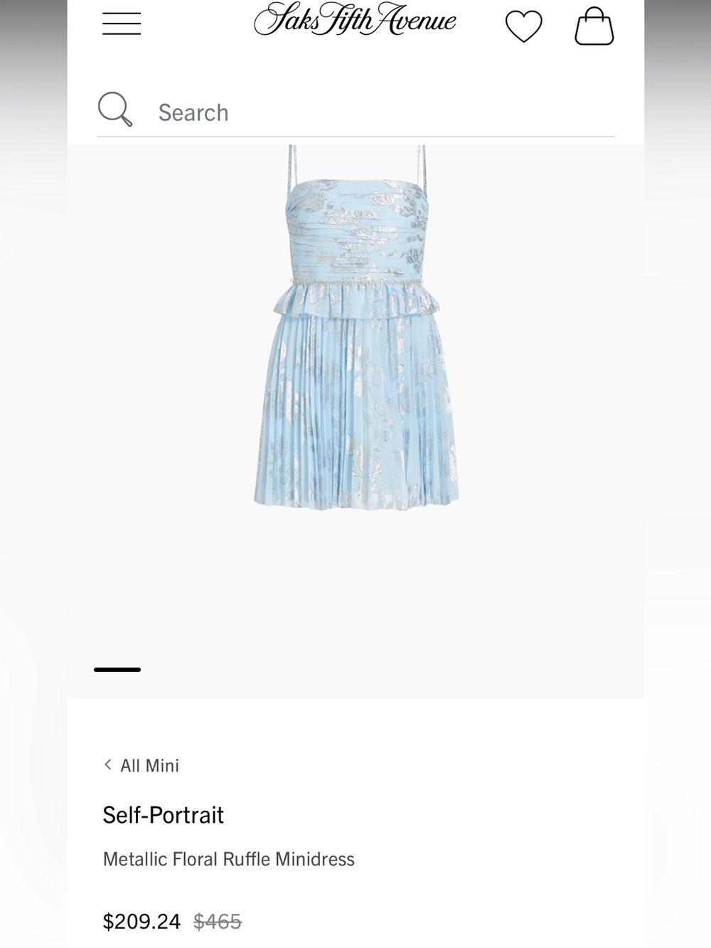 Self-Portrait Light Blue Metallic Floral